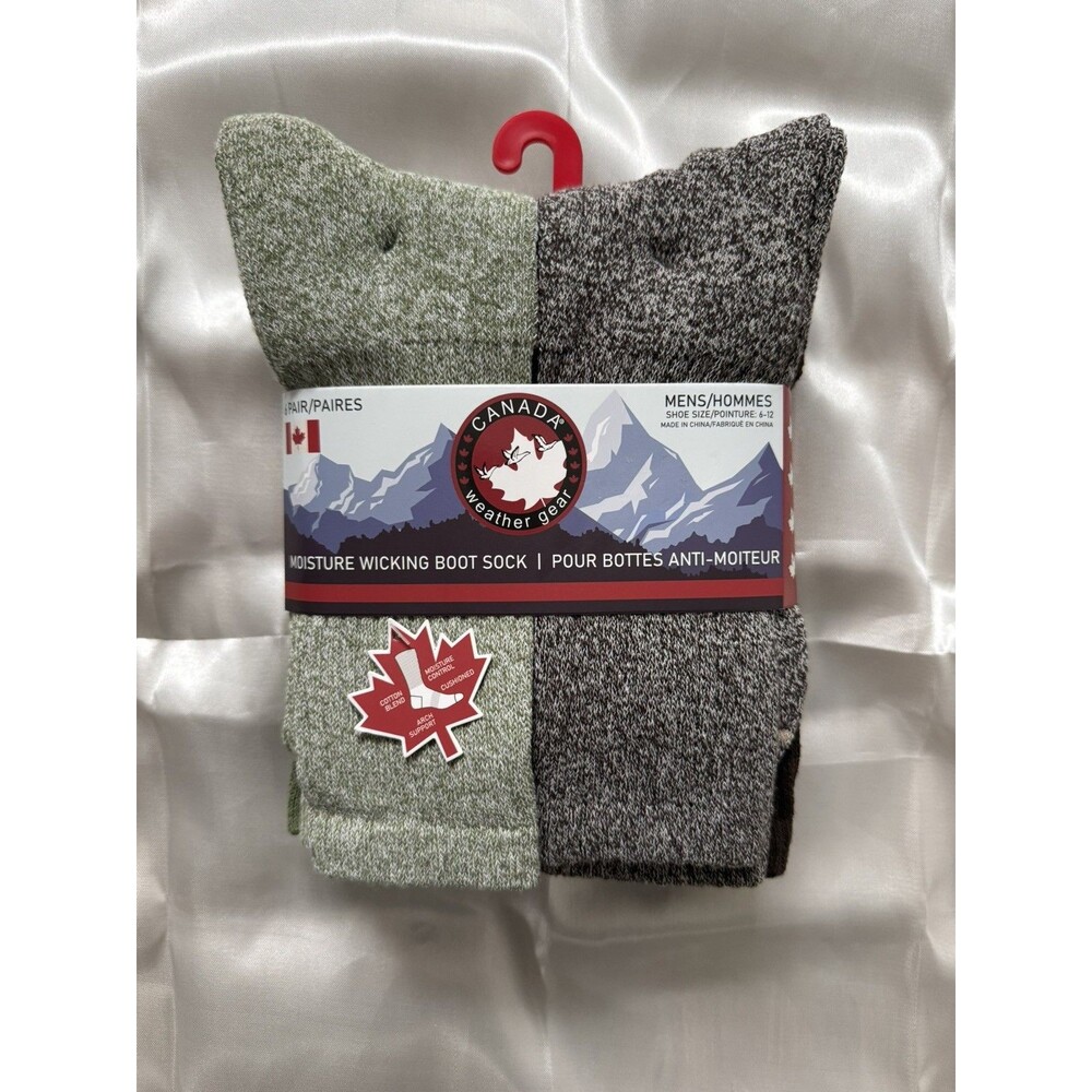 Canada Weather Gear Men’s Moisture Wicking Boot Socks NWT 6 Pairs Size 6-12